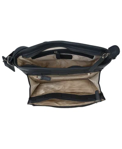 Mancini Pebble Loretta Leather Crossbody Handbag With Organizer In Brown