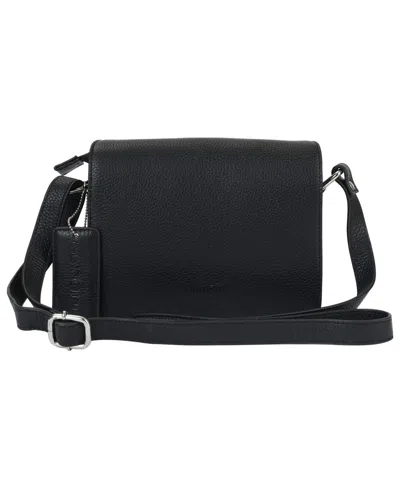 Shop Mancini Pebble Leather Connie Crossbody Handbag In Black