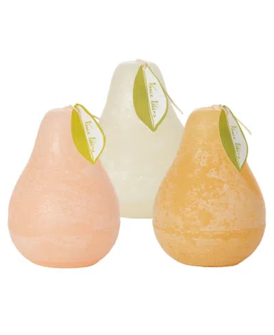 Shop Vance Kitira 4.5" Pear Candles Kit, Set Of 3 In Pink Sand,melon White,pear
