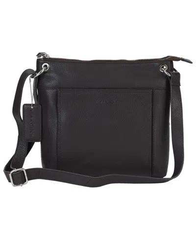 Shop Mancini Pebble Trish Leather Crossbody Handbag With Organizer In Brown