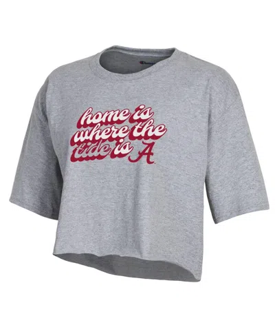 Shop Champion Women's  Gray Alabama Crimson Tide Boyfriend Cropped T-shirt