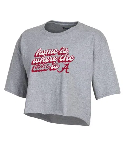 Champion Women's  Gray Alabama Crimson Tide Boyfriend Cropped T-shirt In Gray