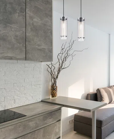 Dainolite 19.75" Metal, Glass Pasha 1 Light Pendant In Matte Black,clear,frosted