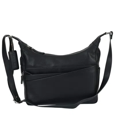 Shop Mancini Pebble June Leather Crossbody Handbag In Black