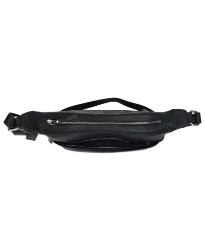 Mancini Pebble June Leather Crossbody Handbag In Black