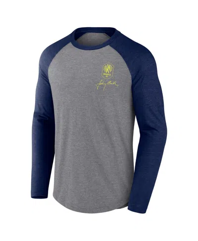 Fanatics Branded Heather Gray Nashville Sc X Johnny Cash Lines Tri-blend Raglan Long Sleeve T-shirt In Heather Gray