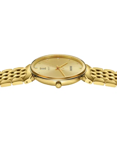 Rado Women's Swiss Florence Diamond (1/20 Ct. T.w.) Gold Pvd Stainless Steel Bracelet Watch 38mm In No Color