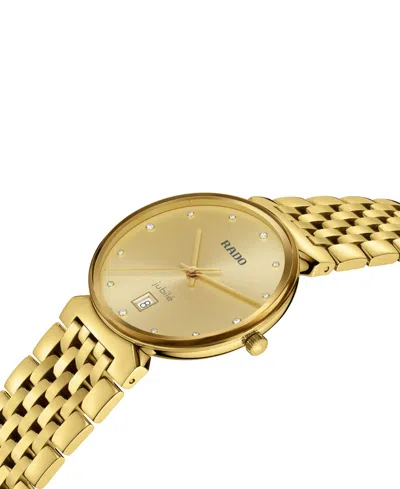 Rado Women's Swiss Florence Diamond (1/20 Ct. T.w.) Gold Pvd Stainless Steel Bracelet Watch 38mm In No Color