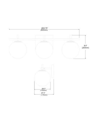 Dainolite 4.75" Metal, Glass Vivaldi 3 Light Vanity Light In Matte Black,white