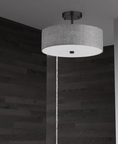 Dainolite 9.25" Metal, Fabric Everly 3 Light Semi-flush Mount With Shade In Gray,matte Black