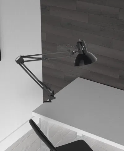 Dainolite 36" Metal Spring Balanced Gloss Clamp-on Task Lamp In Black