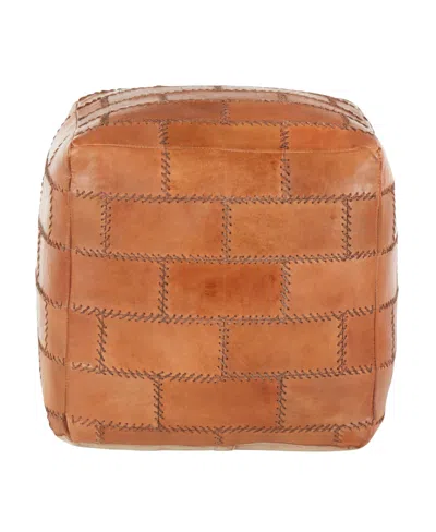 Shop Lumisource Cobbler Industrial Pouf In Leather By  In Brown