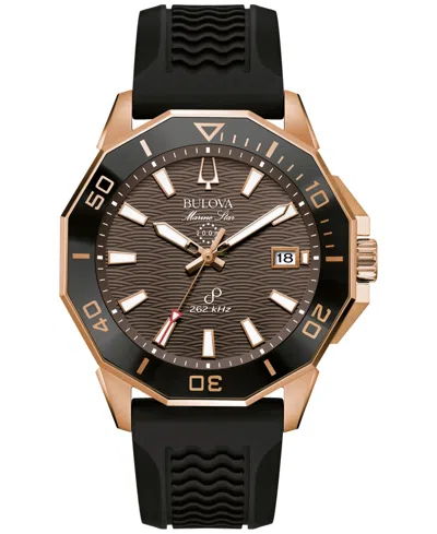 Shop Bulova Men's Marine Star Black Silicone Strap Watch 43mm