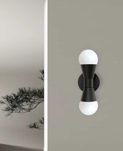 Dainolite 8.25" Metal Fortuna 2 Light Wall Sconce In Matte Black