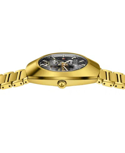 Rado Unisex Swiss Automatic Diastar Original Skeleton Gold Pvd Stainless Steel Bracelet Watch 38mm In No Color
