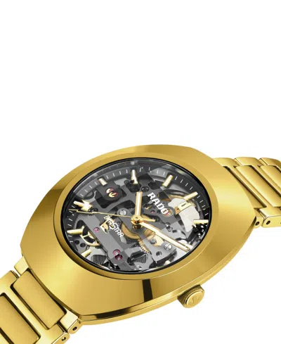 Rado Unisex Swiss Automatic Diastar Original Skeleton Gold Pvd Stainless Steel Bracelet Watch 38mm In No Color