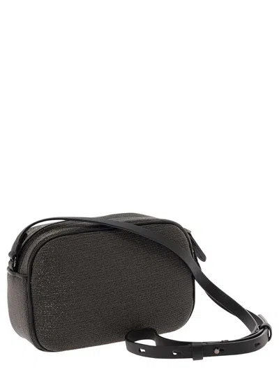 Shop Brunello Cucinelli Grey Crossbody Bag With Monile Detail In Leather Woman In Black