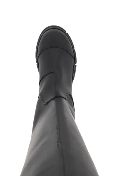 Shop Ganni Recycled Rubber Country Boots In Black