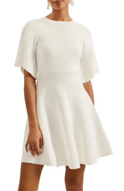 Shop Ted Baker Olivia Rib Fit & Flare Dress In Ivory