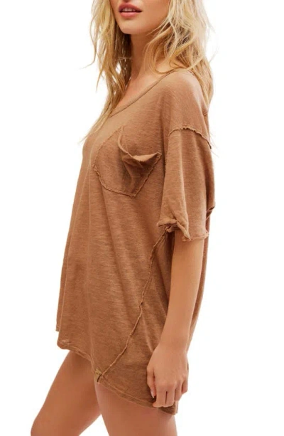 Shop Free People All I Need Linen & Cotton T-shirt In Toasted Coconut