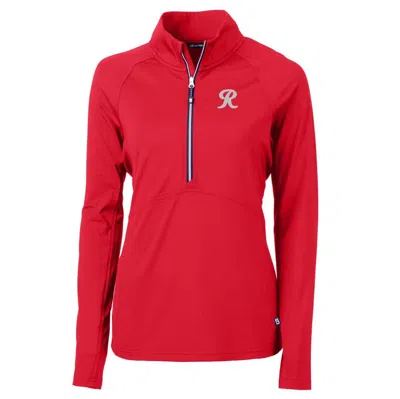 Shop Cutter & Buck Red Tacoma Rainiers Adapt Eco Knit Stretch Recycled Half-zip Top