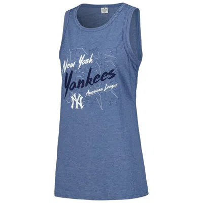 Soft As A Grape Navy New York Yankees Gauze High Neck Tank Top In Navy