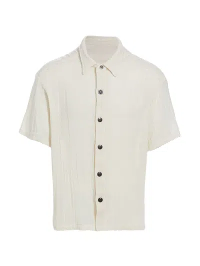 Shop Greg Lauren Men's Mesh Short-sleeve Shirt In Ivory