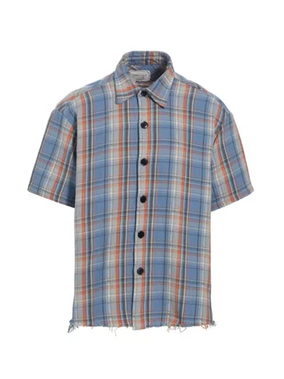 Shop Greg Lauren Men's Plaid Short-sleeve Shirt In Faded Blue Plaid