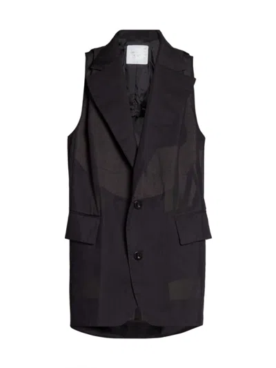 Shop Sacai Women's Oversized Pinstriped Vest In Navy