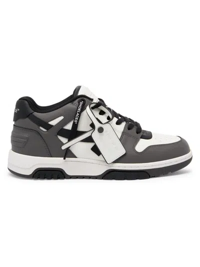 Shop Off-white Men's Out Of Office Leather Low-top Sneakers In Dark Grey Black