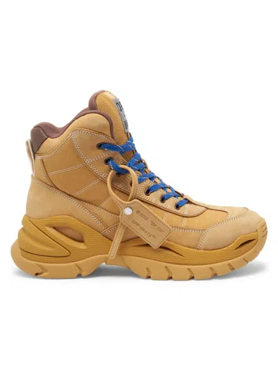 Shop Off-white Men's Leather High-top Hiking Boots In Camel