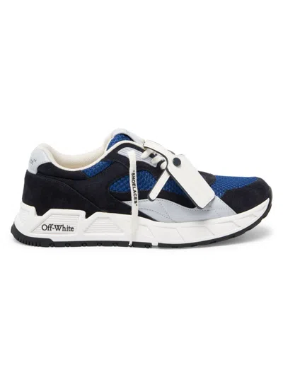 Shop Off-white Men's Kick Off Leather Low-top Sneakers In Dark Blue Light Blue