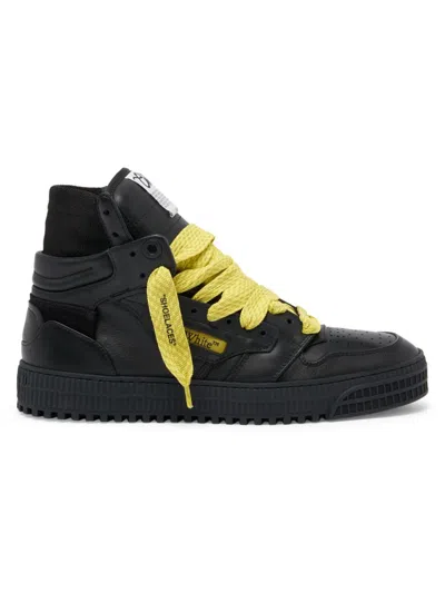 Shop Off-white Men's 3.0 Off Court Leather High-top Sneakers In Black Olive