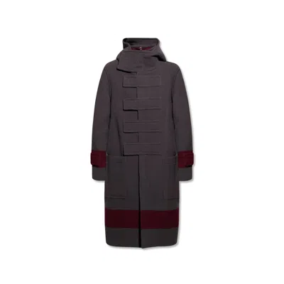 Shop Burberry Wool Hooded Coat In Gray