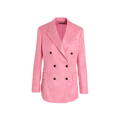 Shop Tom Ford Double-breasted Blazer In Pink