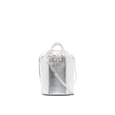 Shop Off-white Leather Handbag In Silver