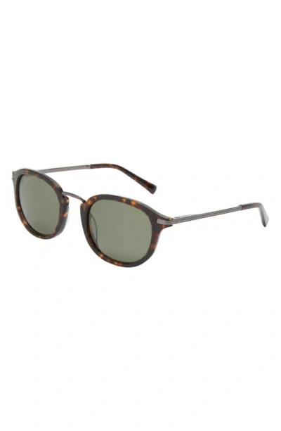 Shop Ted Baker 51mm Polarized Round Sunglasses In Tortoise