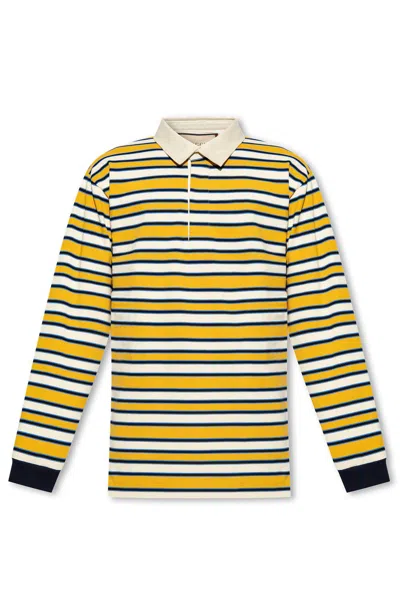 Shop Gucci Polo Shirt With Long Sleeves In Yellow
