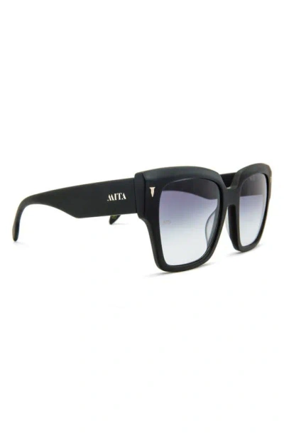 Shop Mita Sustainable Eyewear Capri 56mm Geometric Sunglasses In Matte Black/ Gradient Smoke