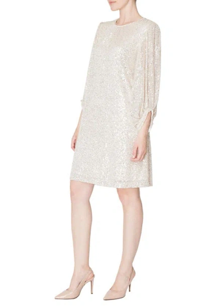Shop Julia Jordan Long Sleeve Sequin Minidress In Ivory/ Silver