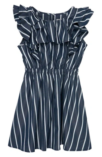 Shop Habitual Kid's Stripe Fit & Flare Dress In Navy