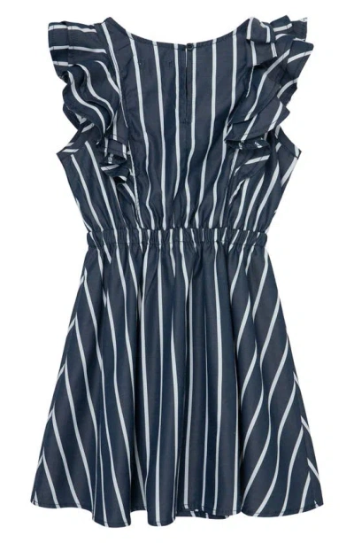 Shop Habitual Kid's Stripe Fit & Flare Dress In Navy
