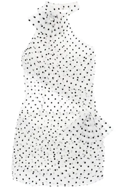 Shop Alessandra Rich One-shoulder Mini Dress In Polka In White