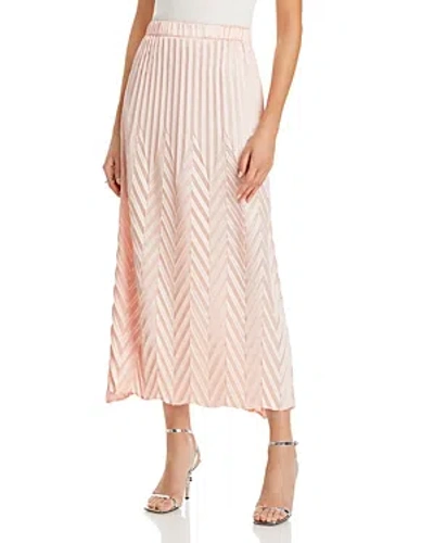 Shop Misook Chevron Textured A Line Maxi Skirt In Porcelain Pink