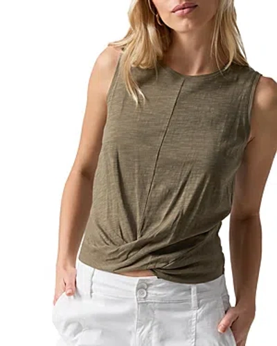 Shop Sanctuary Printed Twist Front Top In Burnt Olive