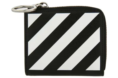 Pre-owned Off-white Diagonal Stripe Zip Wallet Black/white