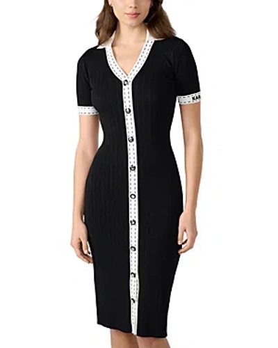 Shop Karl Lagerfeld Contrast Stitch Midi Dress In Black