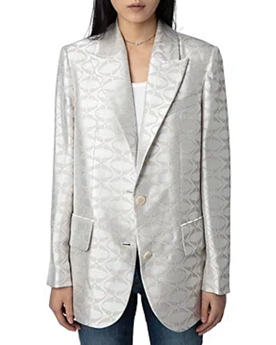 Shop Zadig & Voltaire Vicka Jacquard Wings Blazer In Scout