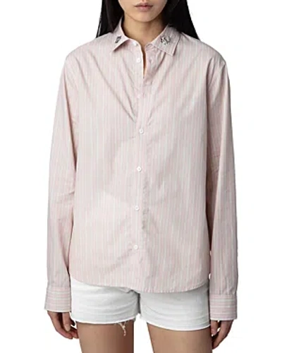 Shop Zadig & Voltaire Sydna Raye Cool Cat Cotton Shirt In Primerose
