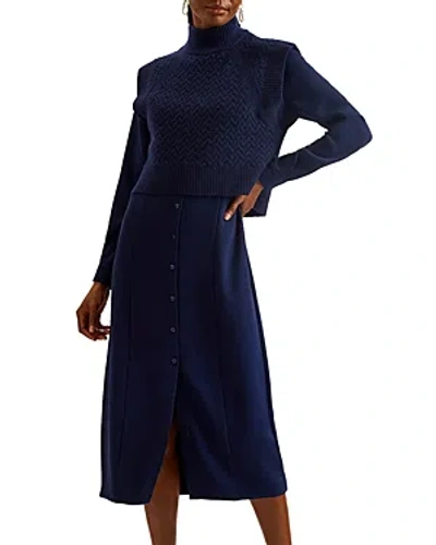 Shop Ted Baker Layered Look Shirt Dress In Navy